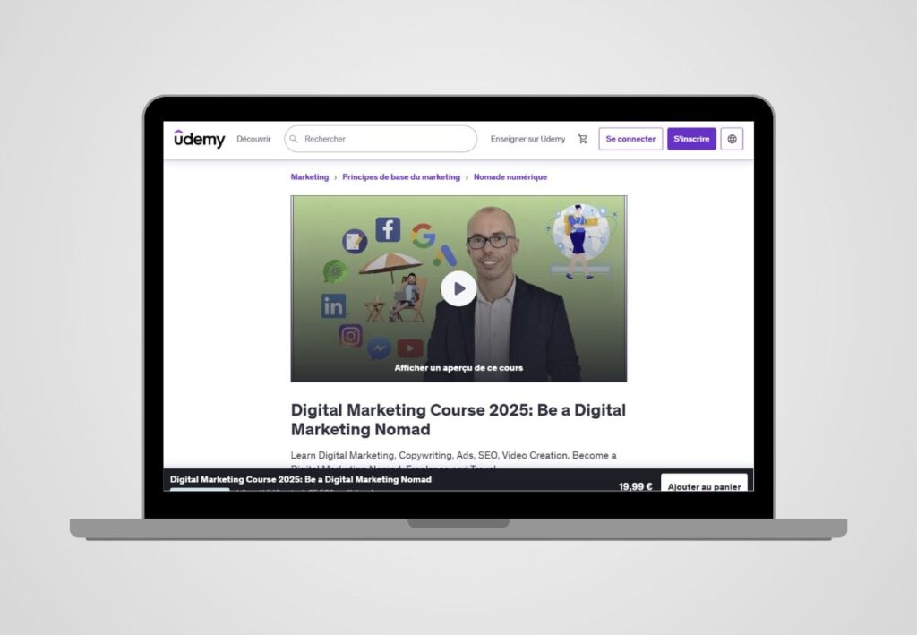 udemy formation digital nomad digital marketing course