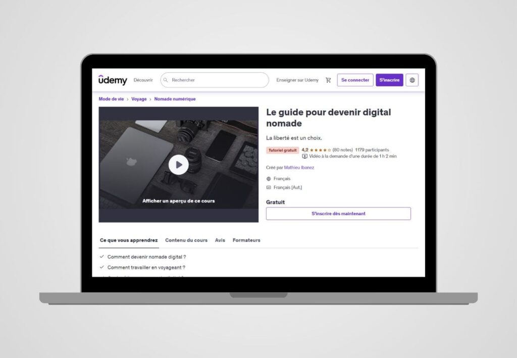udemy formation digital nomad le guide pour devenir digital nomad
