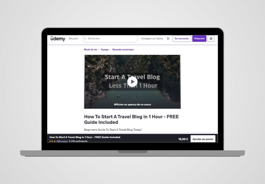 udemy formation digital nomad start a travel blog