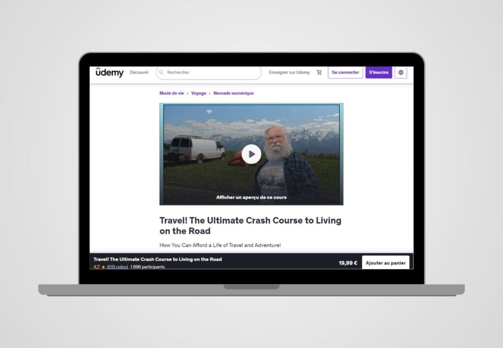 udemy formation digital nomad travel