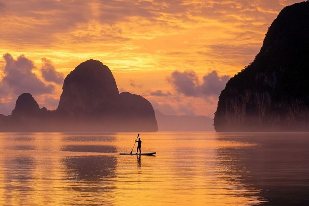 faire du paddle dans la baie de phang nga