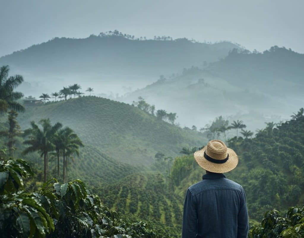 voyageur dans les plantations de café en colombie