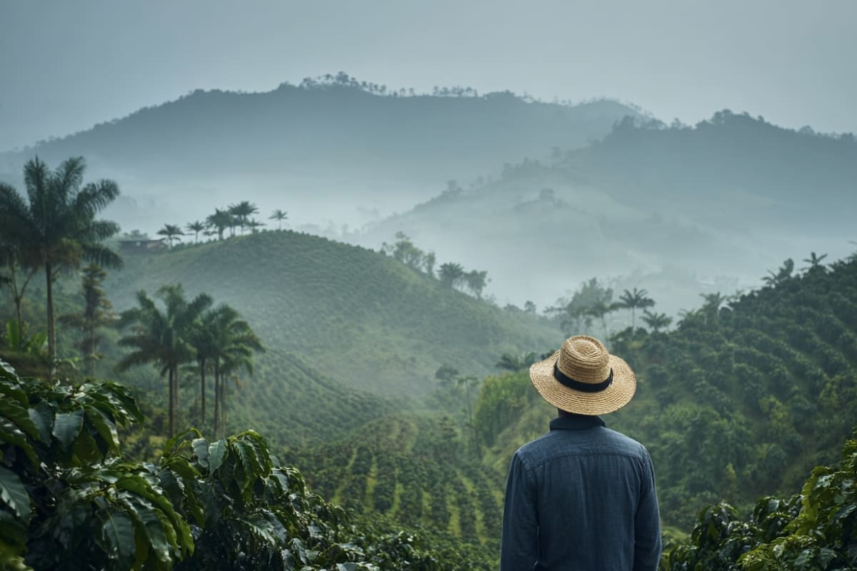voyageur dans les plantations de café en colombie