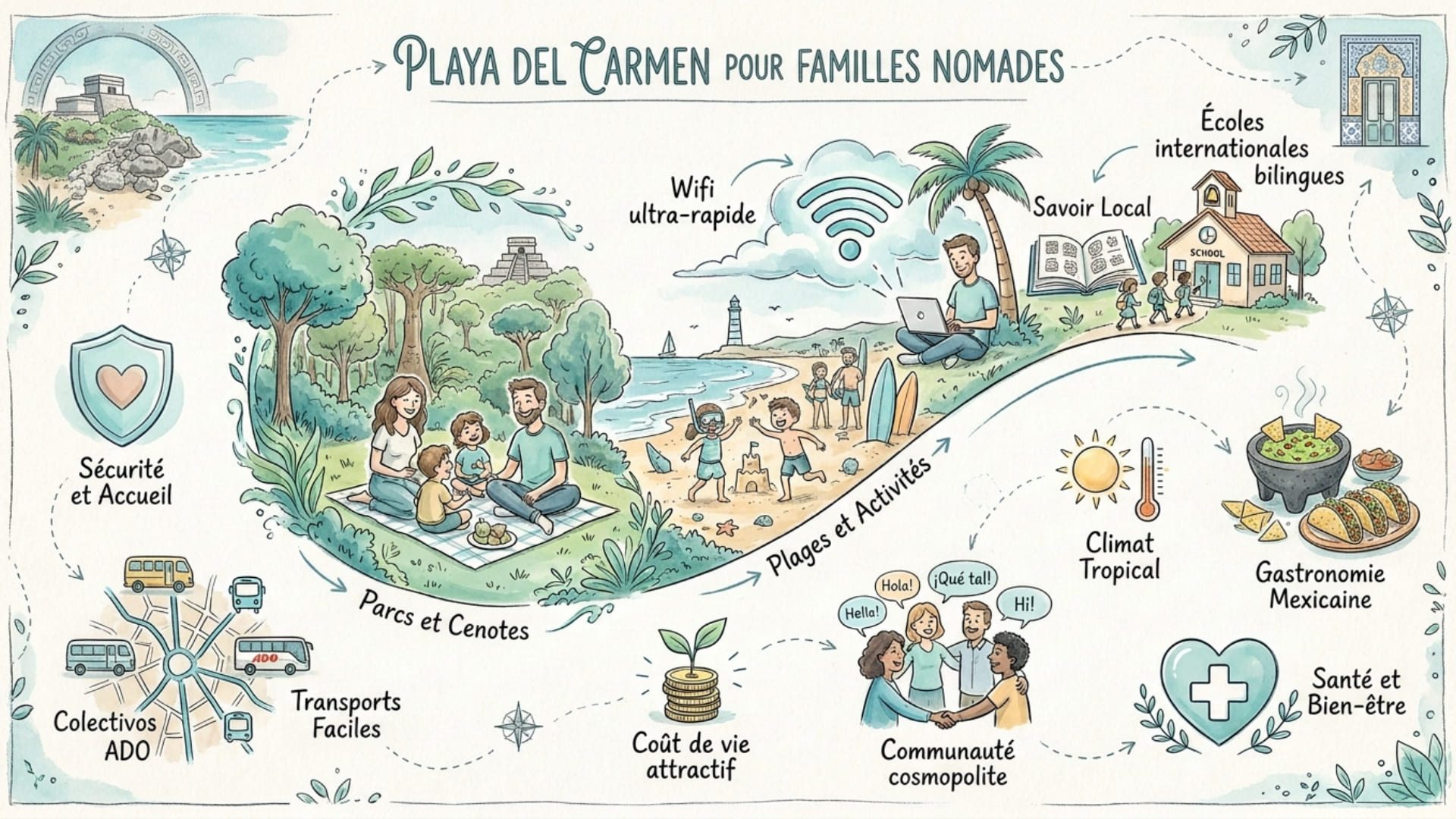 infographie playa del carmen destination famille nomade