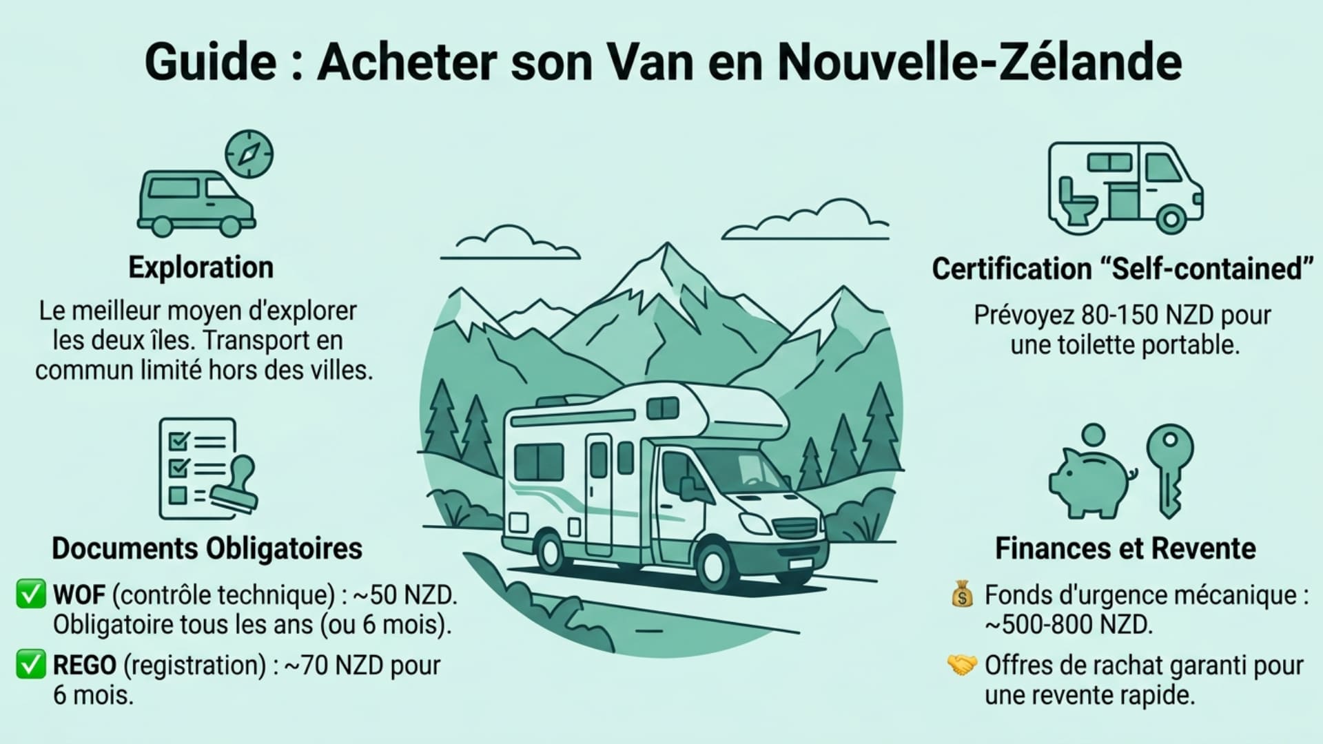 infographie acheter un van en nouvelle zélande