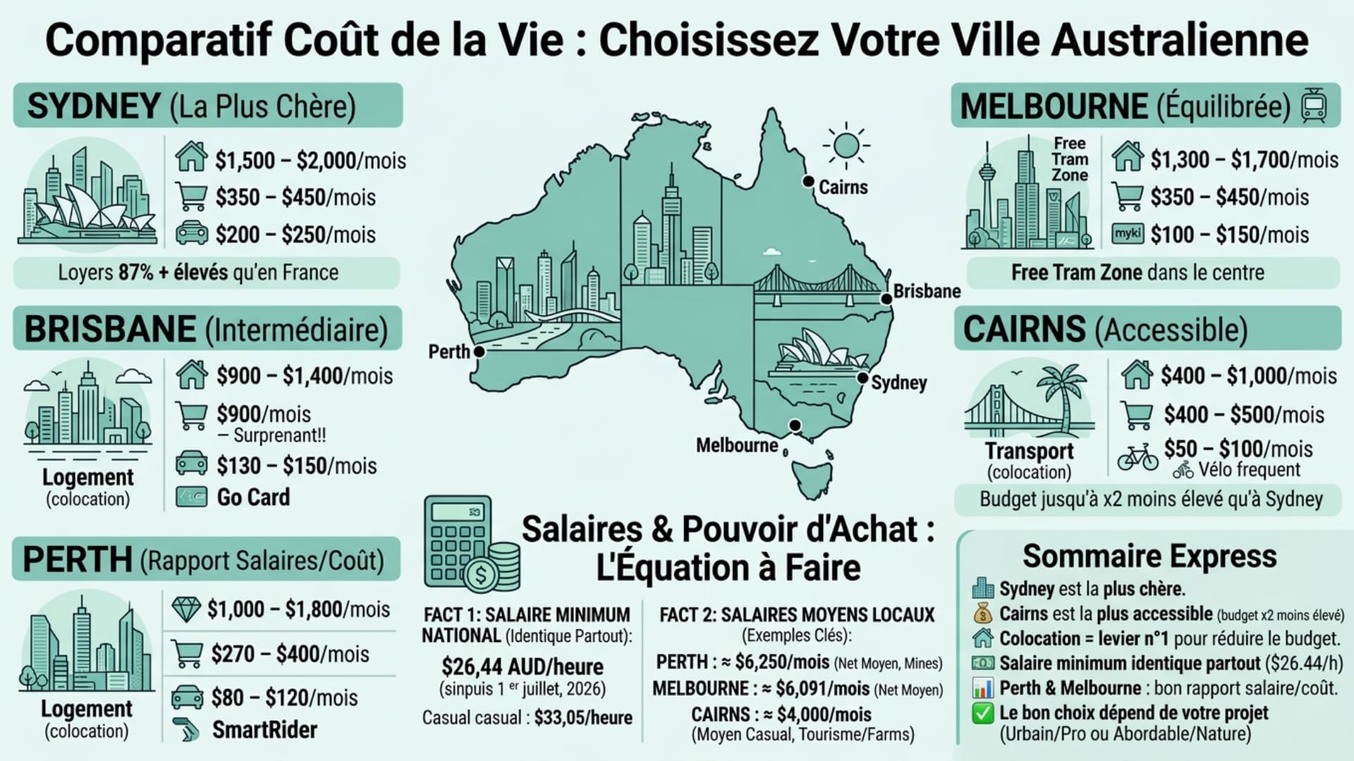 infographie coût de la vie australie