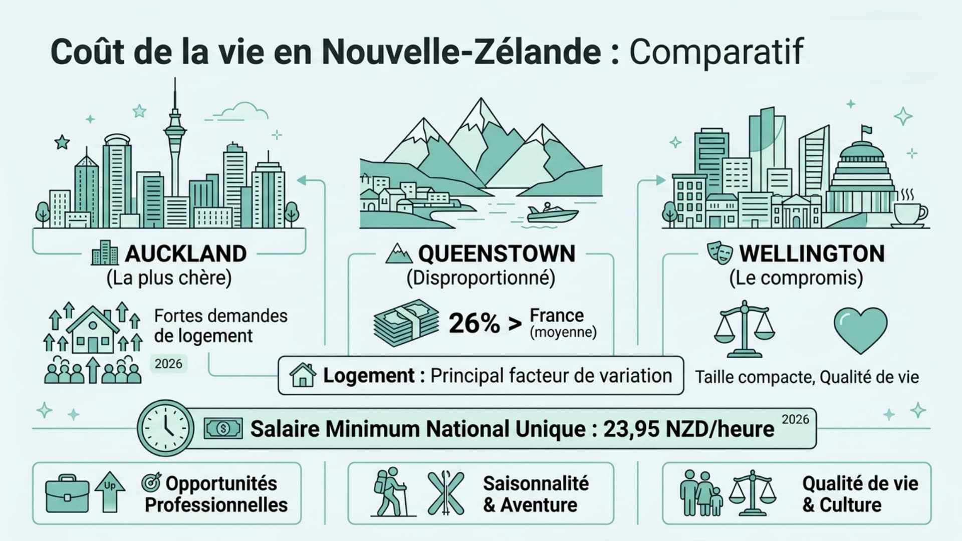 infographie coût de la vie nouvelle zélande