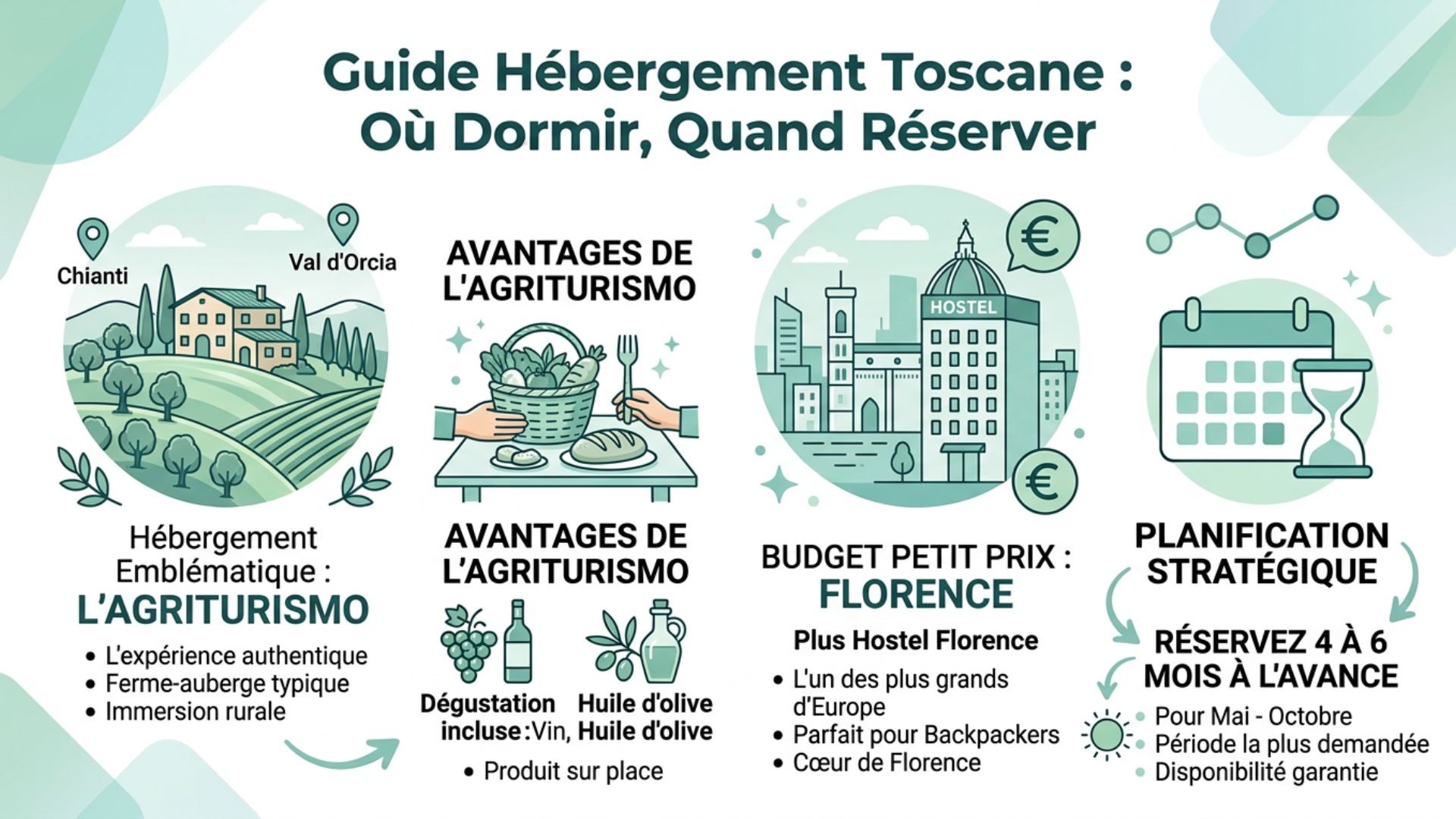 infographie où dormir en toscane