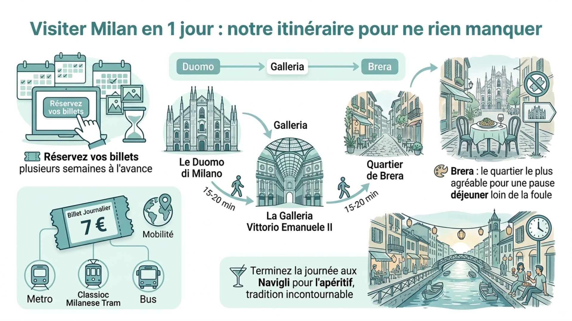 infographie visiter milan en 1 jour