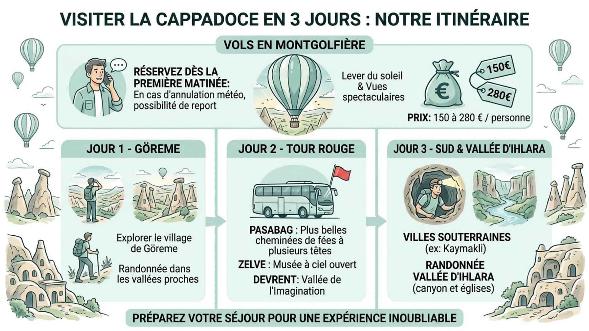 infographie visiter la cappadoce en 3 jours